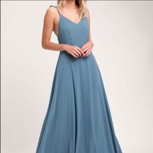 Meteoric Rise Slate Blue Maxi Dress Lulus XS